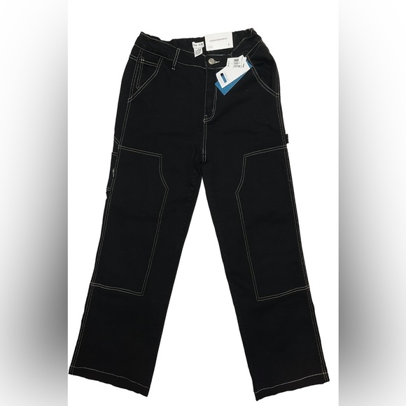 Ultra Flirt Pants - Ultra Flirt Black Carpenter Pants with White Stitching